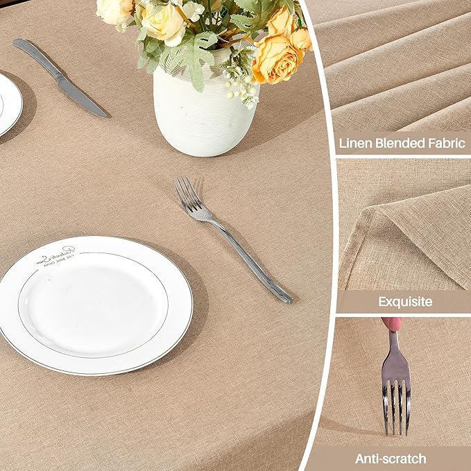 AUSSPVOCT Textured Linen 54 Inch Round Tablecloth Up to 36'' Tables, Waterproof Spill-Proof Fall Table Cloth Wrinkle Free Circle Dining Tablecover for Birthday Farmhouse Easter Holiday Party Decor