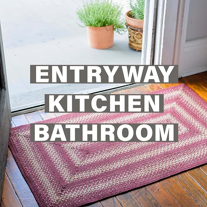 Autumn Maple Braided Oval Rugs 2x3' - Primitive Style Jute Braided Rugs to Use in Kitchen and Entryway