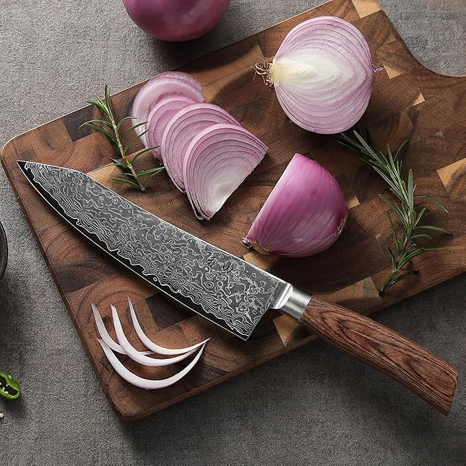 Wakoli EDIB Pro Premium Kiritsuke Chef's Knife – Japanese-Style Kitchen Knife | 8-Inch Blade Made of 67-Layer Genuine Damascus Steel with Pakkawood Handle | Sharp, Durable, Professional Cooking Tool