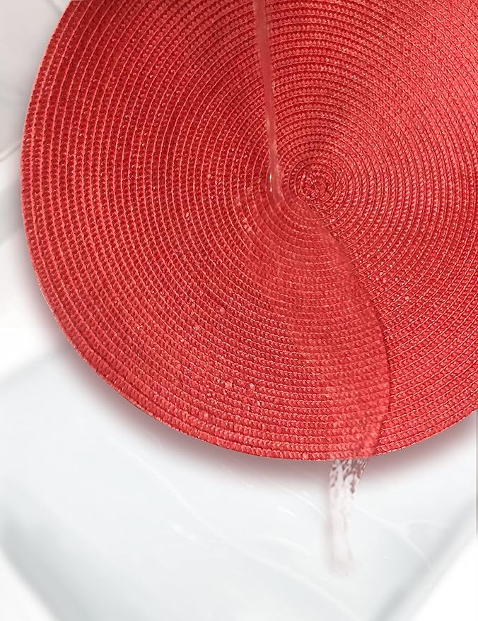 HODJOY Placemats Set of 6, Round Placemats for Dining Table, Washable Non-Slip Placemats for Velentine, 15 inches (Pink Red)