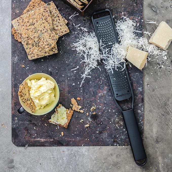 Microplane Kitchen Zester Grater with a Stainless-Steel Blade - Made in USA, for citrus, parmesan, ginger, chocolate & nutmeg from the Black Sheep Series