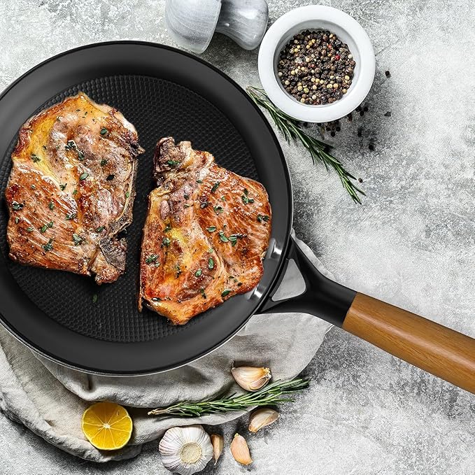 LAMFO 8" Cast Iron Skillets, Non Stick Frying Pan with Removable Handle, Oven & Dishwasher Safe Cooking Pan Compatible with All Stovetops