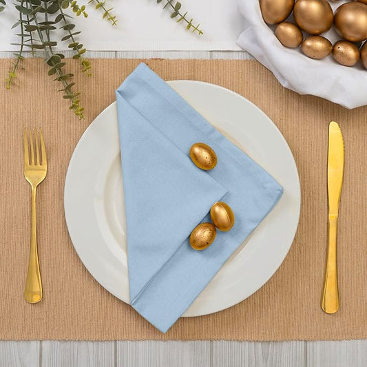 Blue Needles Solid Cloth Napkins Set of 12 Ice Blue 100% Cotton Dinner Napkins 18x18 inches - Soft, Reusable, Absorbent & Washable Linen, Ideal for Wedding Events, Parties & Everyday Use