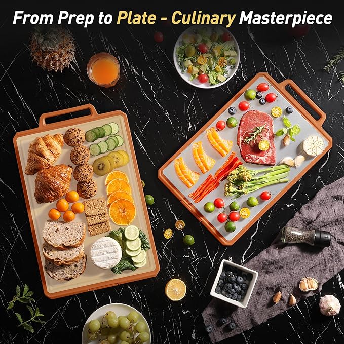 2 Packs Pure Titanium Cutting Boards for Kitchen Chopping Board Butcher Block 2 in 1 Pure Titanium PP Father Day Dad Parent Stepdad Who Want Everything Future Groom Bride Law Christmas Xmas