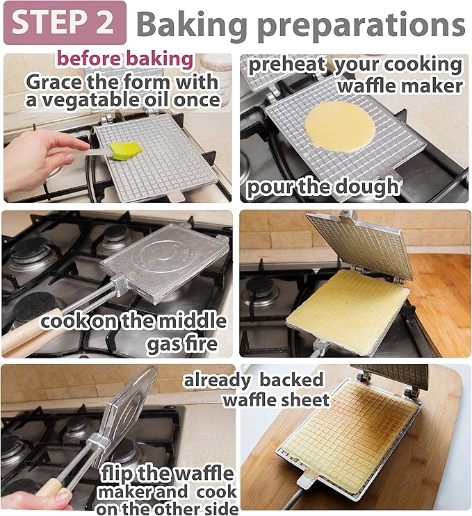 Waffle Maker rectangular shape - Waffle Cone Maker - Krumkake Iron - Wafer Maker - Waffle Makers - Waffle Cone Maker Machine - Stroopwafel Maker - Ice Cream Cone Maker - Wafer Iron - Вафельница