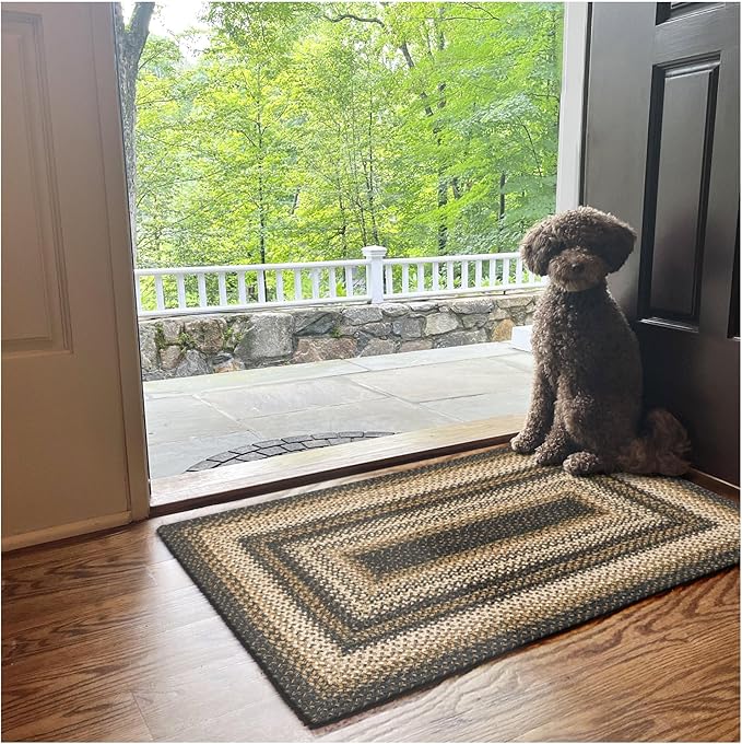 Homespice Kilimanjaro Braided Jute Rug 20x30 - Black Braided Rug for Kitchen for Primitive Decor, Durable, No Shed Jute for Easy Maintenance