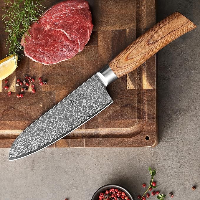 Wakoli EDIB Pro Damascus Santoku Knife – Japanese Style Kitchen Knife | 6.3-Inch Genuine Damascus Steel Blade with VG10 Core | Ergonomic Pakkawood Handle | High Cutting Performance