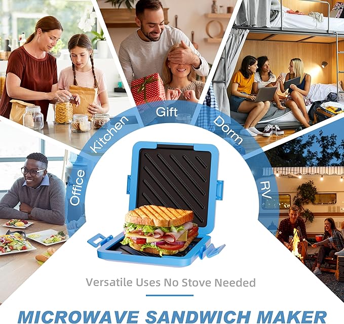 Microwave Grilled Cheese & Breakfast Maker - Fast Cook Waffle, Panini & Sandwich Press (<5 Min), Microwave Cookware, Dishwasher Safe,Easy Clean