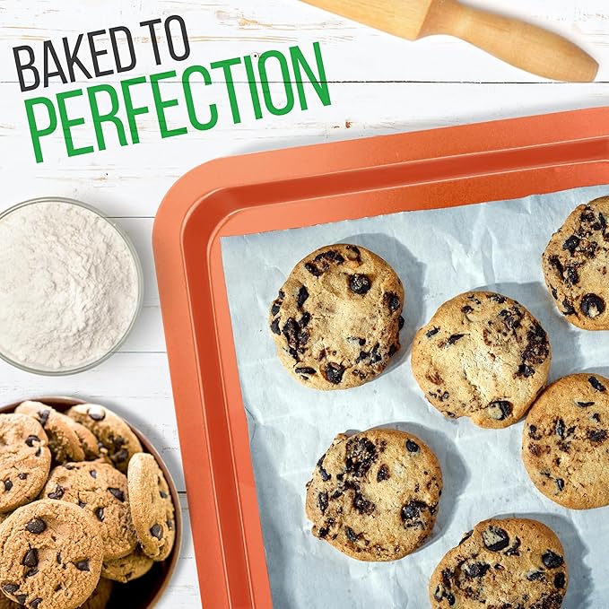 NutriChef 10-Piece Oven Baking Pans Set - Deluxe Carbon Steel Bakeware Set with Non-stick Gray Coating Inside and Out, Dishwasher Safe & PFOA, PFOS, PTFE Free
