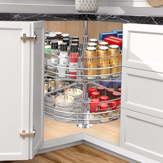 Lazy Susan Organizer Bins for 32"-33" Diameter Corner Cabinet Lazy Susan, 6 Pack, Clear Plastic Cabinet and Pantry Storage Bin, 1/8 Wedge-Food Safe, BPA Free