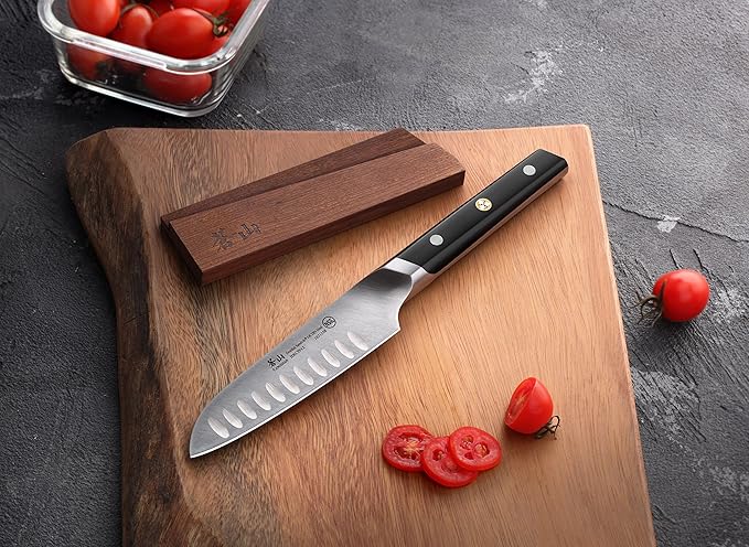Cangshan TC Series 1021165 Swedish 14C28N Steel Forged 5-Inch Santoku Knife and Wood Sheath Set