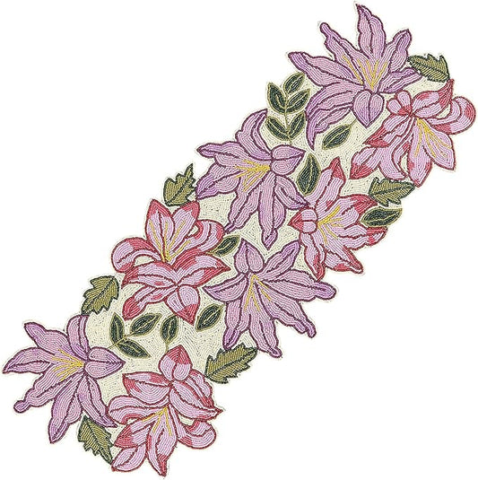 Alpha Living Home Luxury Beaded Runner 36 inch- Premium 13x36 Inch Candy Beaded & Polyester Christmas Beaded Runner - Decor for Home, Dining Tables, Weddings & Holiday Celebrations - Multi Pink