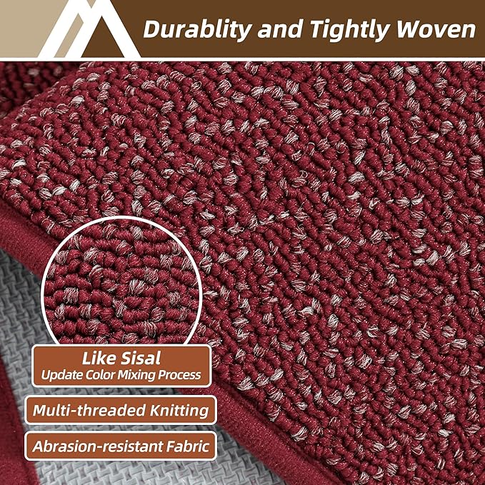 COSY HOMEER Kitchen Rugs and Mats 2PCS Non Slip Kitchen Mats for Floor Washable Stain Resistant Kitchen Runner Rug Sets Absorbent Kitchen Floor Mat 20"x32"+20"x48",Red