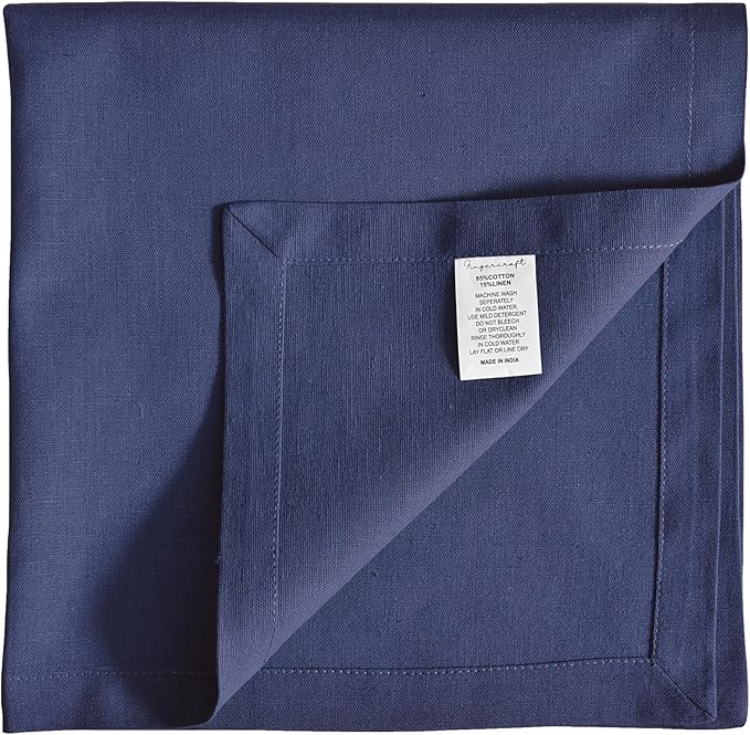 FINGERCRAFT Dinner Cloth Napkins, Cotton Linen Blend Mitered Corner Napkins Cloth 4 Pack Natural Premium Quality for Every Day Use, Parties, Easter, Weddings, 18x18 inch Bellwether