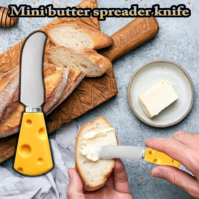 25 Piece Cheese Butter Spreader Set, Stainless Steel Cheese Knife Set, Mini Stainless Steel Cheese Knife, Party Wedding Christmas Cheese Accessories (Cheese Shape)