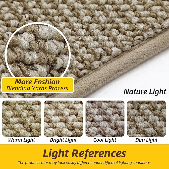 JSEI Kitchen Rugs, 17''x30'' Non-Slip Kitchen Mats for Floor, Machine Washable Absorbent and Stain Resistant Kitchen Runner, Carpet Mats with TPR Backing for Kitchen, Beige