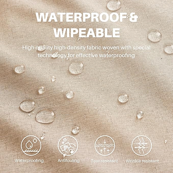 AUSSPVOCT Textured Linen 60 Inch Round Tablecloth Up to 48" Tables, Waterproof Spill-Proof Wipeable Round Table Cloth Wrinkle Free Circle Dining Tablecover for Birthday Farmhouse Spring Easter Decor