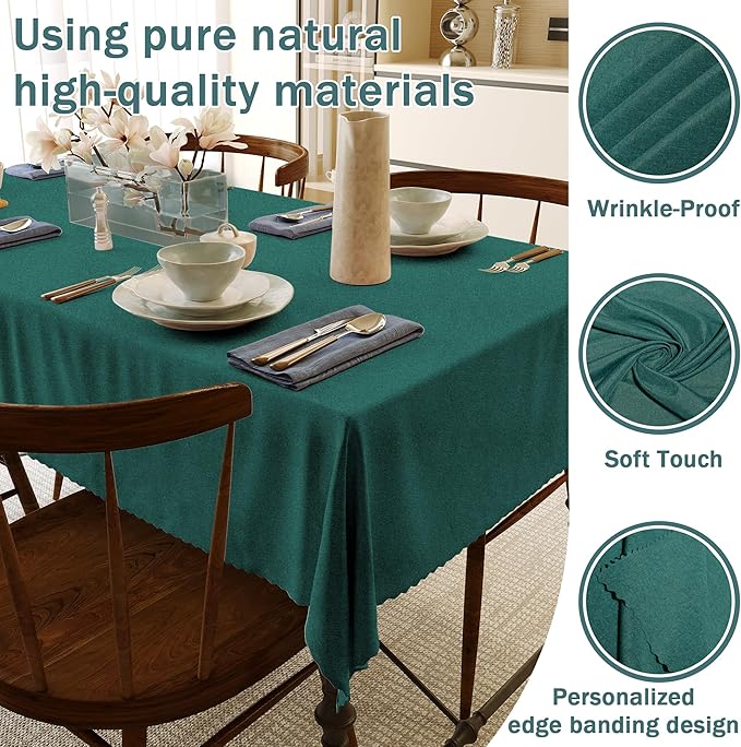 HX&OD Rectangular Tablecloth Cationic Fabric Waterproof Stain Resistant Wrinkle-Resistant for Home/Decoration/Party/Buffet/Wedding/Dining Room/Camping