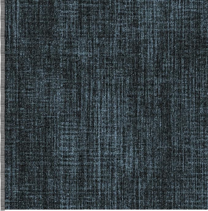 Ottomanson 3-Piece Kitchen Rug Set - Non Slip Runner & Washable Mat - 1'11" x 3' + 1'11" x 4' + 1'11"' x 5' - Durable, Stain Resistant for Entryway, Bedroom and Bathroom, Solid Charcoal Navy