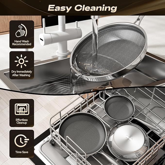 Hybrid Nonstick 8-Inch Frying Pan,Non Stick Frying Pan,PFAS PFOA PTFE Free,Stay-Cool Handle, Dishwasher-Friendly, Oven-Safe Up to 600°F, Induction Ready, Compatible with All Cooktops