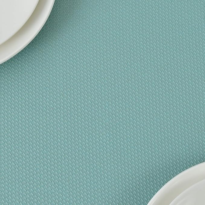 maxmill Jacquard Tablecloth Stain Resistant Waterproof Wrinkle Resistant Spillproof Washable Soft Textured Table Cloth for Dining Room, Indoor and Outdoor Use, Rectangle 60 x 140 Inch, Turquoise
