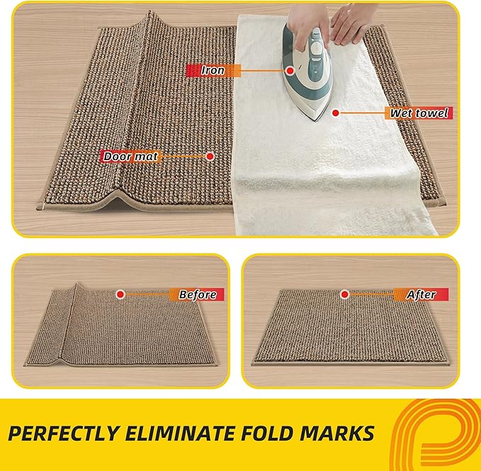 JSEI Kitchen Rugs and Mats, 2PCS Non-Slip Kitchen Mats for Floor, Machine Washable Absorbent and Stain Resistant Kitchen Runner, Carpet Mats with TPR Backing for, 24''x36''+24''x60'', Taupe