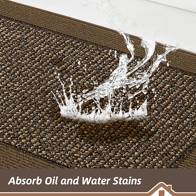 BEQHAUSE Kitchen Rugs 32"x48", Kitchen Runner Rug Non-Slip Kitchen Mats for Floor, Absorbent and Stain Resistant Kitchen Mats, Machine Washable Rugs for Kitchen, Hallway, Laundry & Sink, Brown