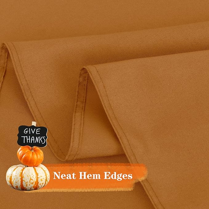 sancua Round Tablecloth 70 Inch(Fits 20-58 Inch Tables) Light Brown- Water Resistant Spill Proof Washable Polyester Fall Table Cloth Decorative Fabric Cover for Dining Thanksgiving Parties, Bronze