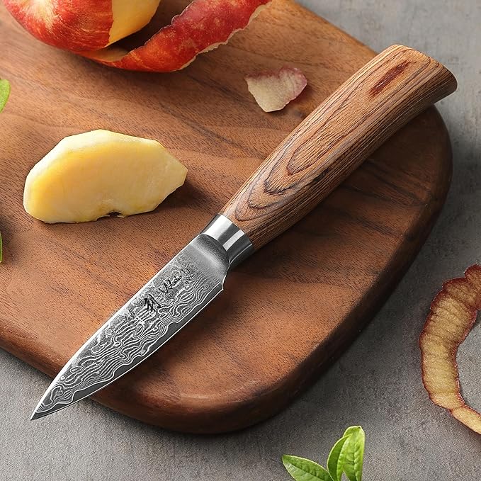Wakoli EDIB Pro Premium Paring Knife – Japanese Style Kitchen Knife | 3.2-Inch Blade Made of 67-Layer Real Big Master Steel with Pakka Wood Handle | Professional Cooking Tool