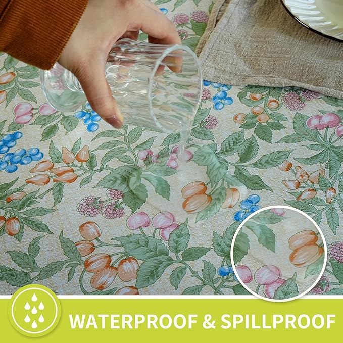 Rectangle Table Cloth,100% Waterproof Tablecloth Oil Proof Spill Proof Vinyl Table Cloth, Wipe Clean Plastic Table Cover for Dining, Camping, Indoor and Outdoor 54" x 102",Mulberry