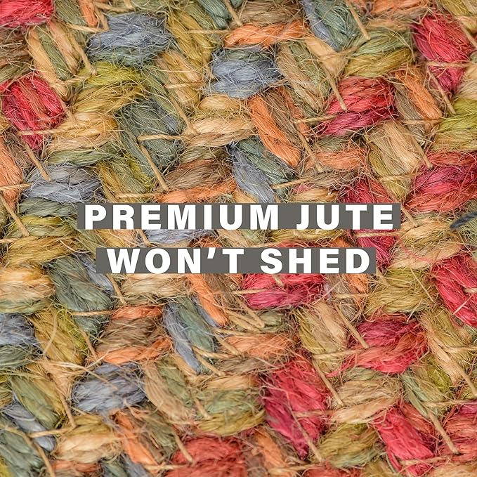 Azalea Jute Braided Kitchen Rugs 20x30 - Multicolor Braided Rugs for Primitive Country Kitchens & Entryways, No-Shed Jute, Durable, Pet Friendly & Easy to Maintain