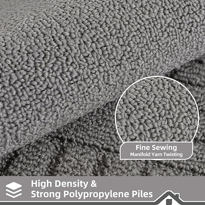 BEQHAUSE-Kitchen-Rugs-Washable-Kitchen-Mats-for-Floor Non-Slip Kitchen Mat Set of 2 Absorbent Kitchen Runner with TPR Non Skid Backing,Grey,24x35inch/24x60inch