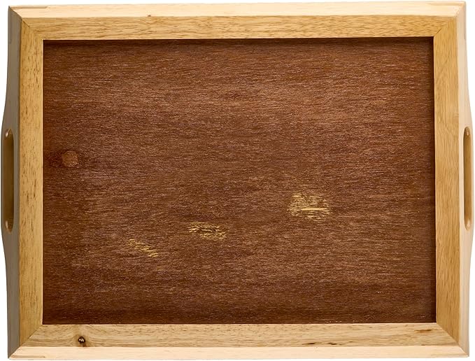 G.E.T. RST-1814-N Wooden Room Service Serving Tray with Handles, 19" x 14.25", Natural