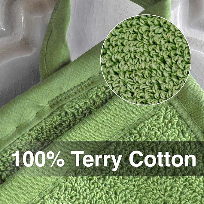 RITZ Terry Pocket Mitt & Hot Pad: Unparalleled Heat Resistant, Durable 100% Cotton – Ergonomically Designed for Optimal Grip – Easy-Care Machine Washable – 4-Pack, Cactus Green
