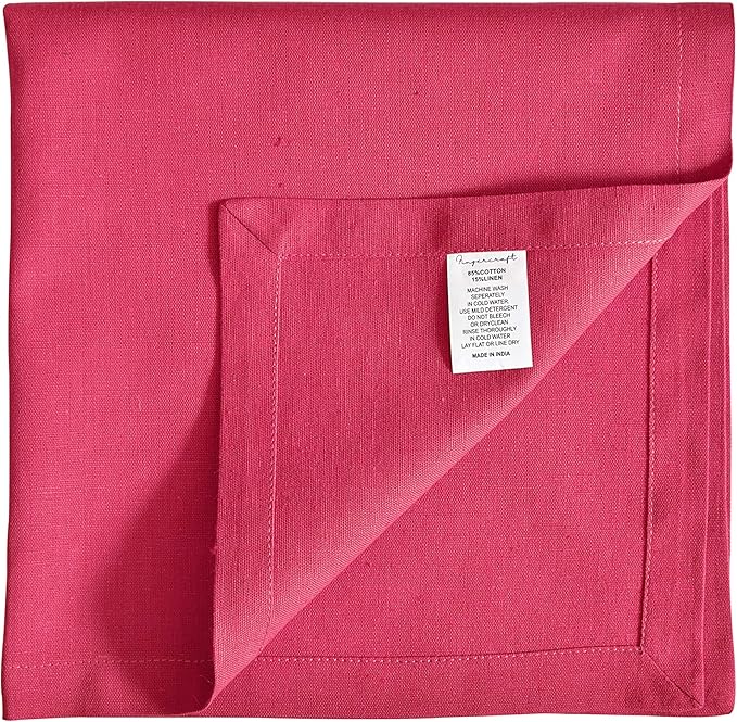 Fingercraft Dinner Cloth Napkins, Cotton Linen Blend Fabric 12 Pack, Premium Quality, Mitered Corners for Every Day Use Napkins are Pre Shrunk and Good Absorbency Easter Special Color Fuchsia