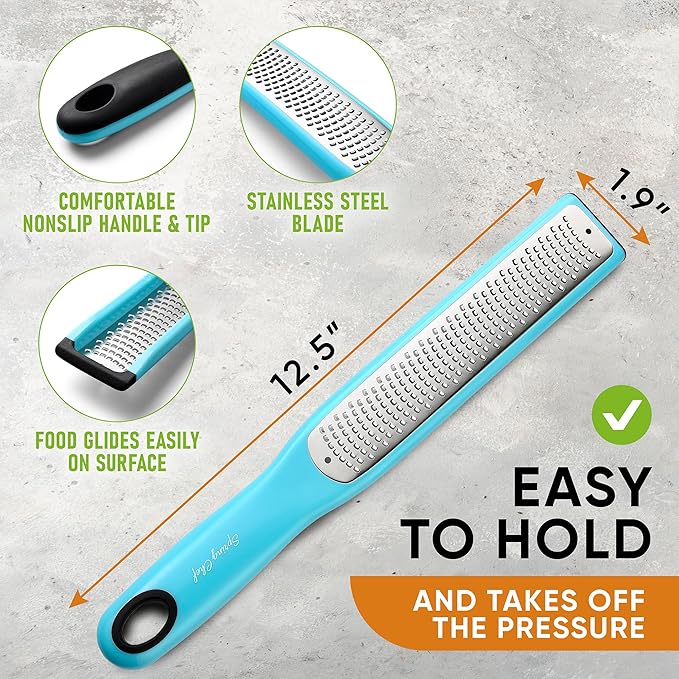 Spring Chef Stainless Steel Zester, Fine Shred & Professional Large Dough Blender - 2 Product Bundle - Aqua Sky