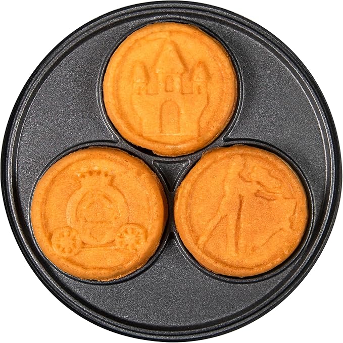 Nostalgia MyMini Princess Icons Shape Electric Waffle Maker, 5-Inch Non-Stick Griddle for Waffles, Hash Browns, Eggs, and More, Pink