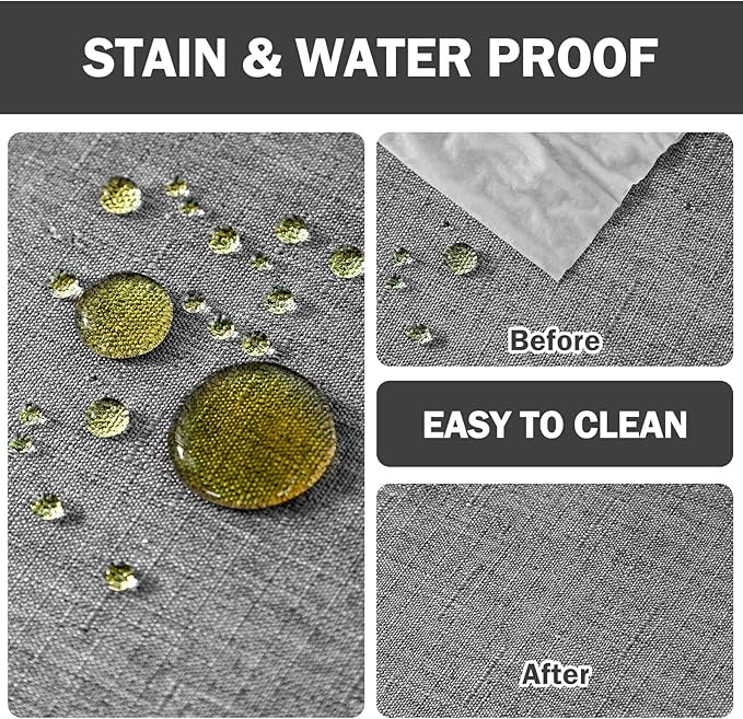AUSSPVOCT Textured Linen 60 Inch Round Tablecloth Up to 40'' Tables, Waterproof Spill-Proof Round Table Cloth Wrinkle Free Circle Dining Table Cover for Birthday Farmhouse Outdoor Kitchen