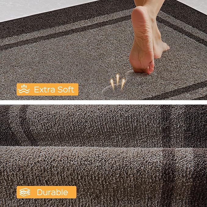 Kichen Rugs 24" x 96", Non-Slip Machine Washable Kitchen Runner Rugs Floor Mats, Absorbent Comfort Standing Mats for Kitchen, Sink, Laundry and Hallway, Grayish Brown & Coffee