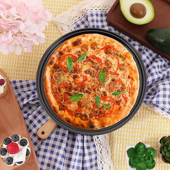 Vruomi 4Pcs Pizza Pan with Holes,Non-Stick Pizza Pan,Perforated Pizza Tray,Round Pizza Pans,Pizza Baking Pan for Home 9 Inch,10 Inch,11 Inch,12 Inch