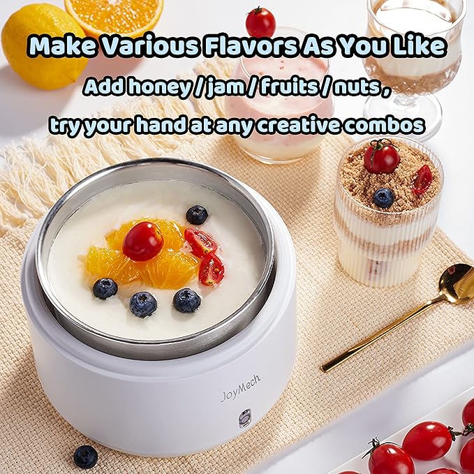 Yogurt Maker, Compact Greek Yogurt Maker Machine with Constant Temperature Control, Stainless Steel Container, 1 Quart for Home Organic Yogurt