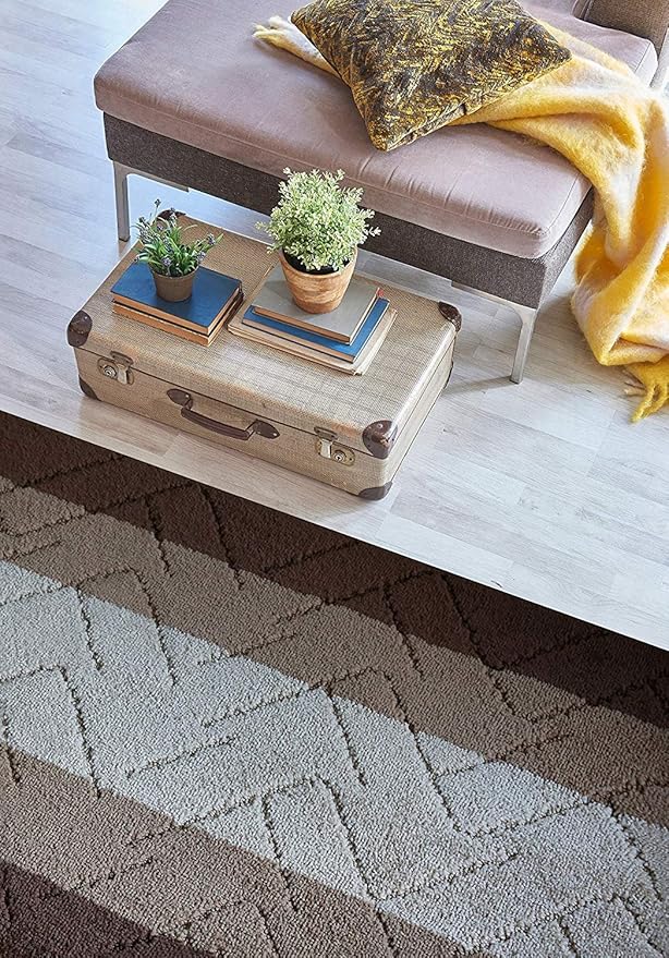 Custom Size Hallway Runner Rug Brown-Beige Color 31 inch Wide Select Your Length Non-Slip (Skid Resistance) Rubber Backing 28 feet x 31 inch