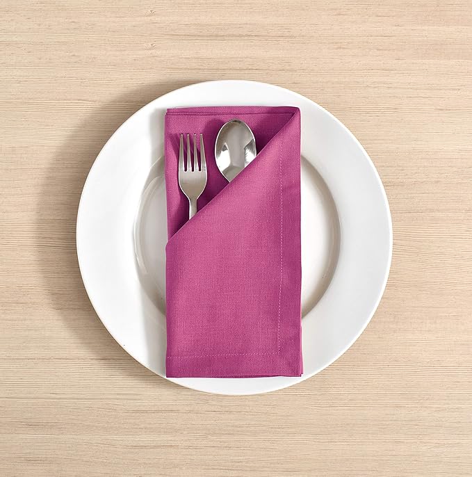 Fingercraft Dinner Cloth Napkins, Cotton Linen Blend Fabric 12 Pack Easter Special, Premium Quality, Mitered Corners for Every Day Use Napkins are Pre Shrunk and Good Absorbency Magenta