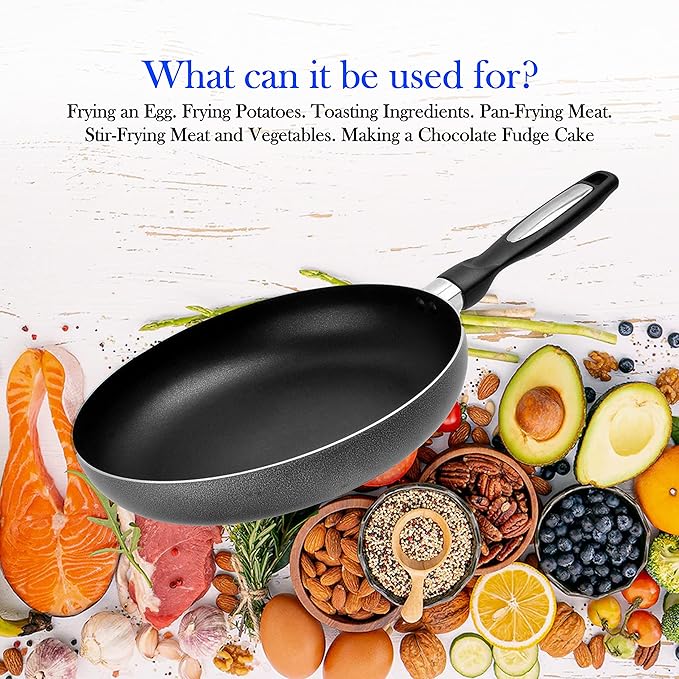 Alpine Cuisine Fry Pan 10-Inch Nonstick Coating Gray, Frying Pans Nonstick for Stove with Stay Cool & Comfortable Handle, Durable Nonstick Cookware, Ideal for Family