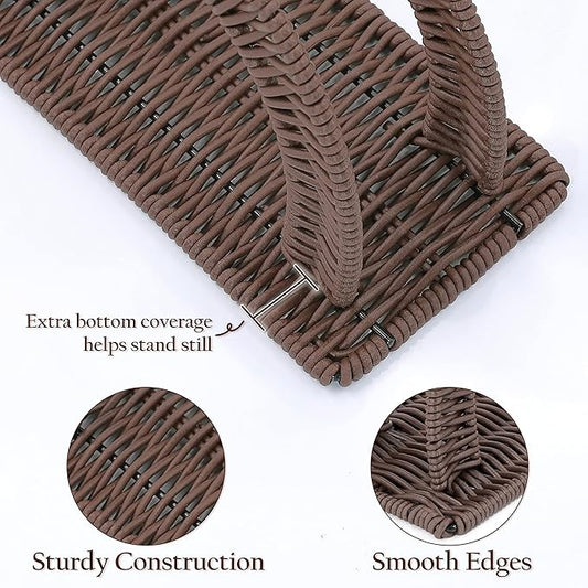 Paper Napkin Holder, Dinner Napkin Dispenser, Upright Rustic Tissue holder, Standing Tissue box, Resin Wicker, Dark Brown