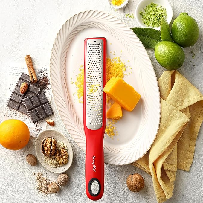 Spring Chef Stainless Steel Premium Swivel Peeler & Handheld Zester/Fine Grater - 2 Product Bundle - Red