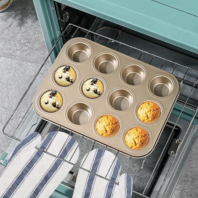 Audingull Mini Muffin Pan, Premium Small Cupcake Pans, Carbon Steel 12-Cup Muffin Tin, Versatile Non-Stick Bakeware