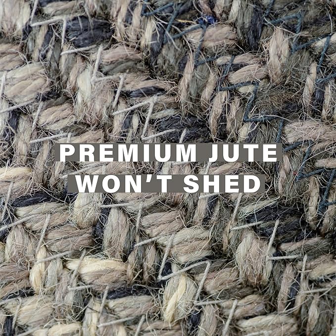 Flint Hill Grey Small Braided Rugs, 2x3' Rectangle - Handmade with Jute, Warm Primitive Decor, Perfect for Bathrooms and Entryways - Durable and Easy to Clean