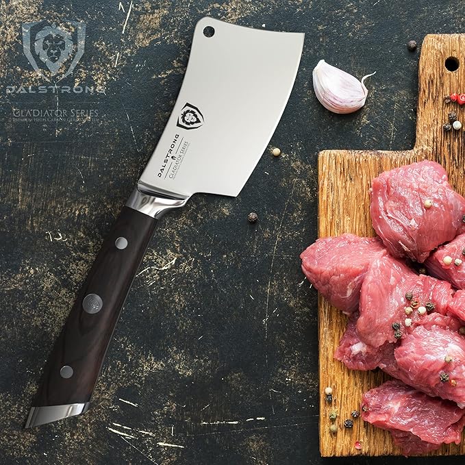 Dalstrong Meat Cleaver Knife -4.5"- Gladiator Series Elite-Heavy Duty Giftable Kitchen Knife - Black Handle-Razor Sharp Knife-Forged High Carbon German Steel -w/Sheath-NSF Certified