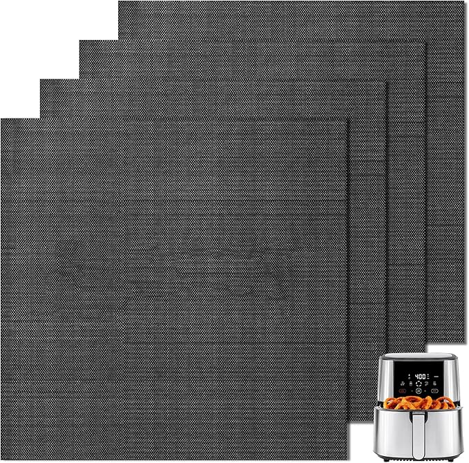 GWYSY Oven Liners for Bottom of Oven, 10"x9.7" Reusable Non-Stick Heat Resistant Toaster Liners Toaster Mat for Chefman TurboTouch Easy View 8 QT Air Fryer, 4 Pack